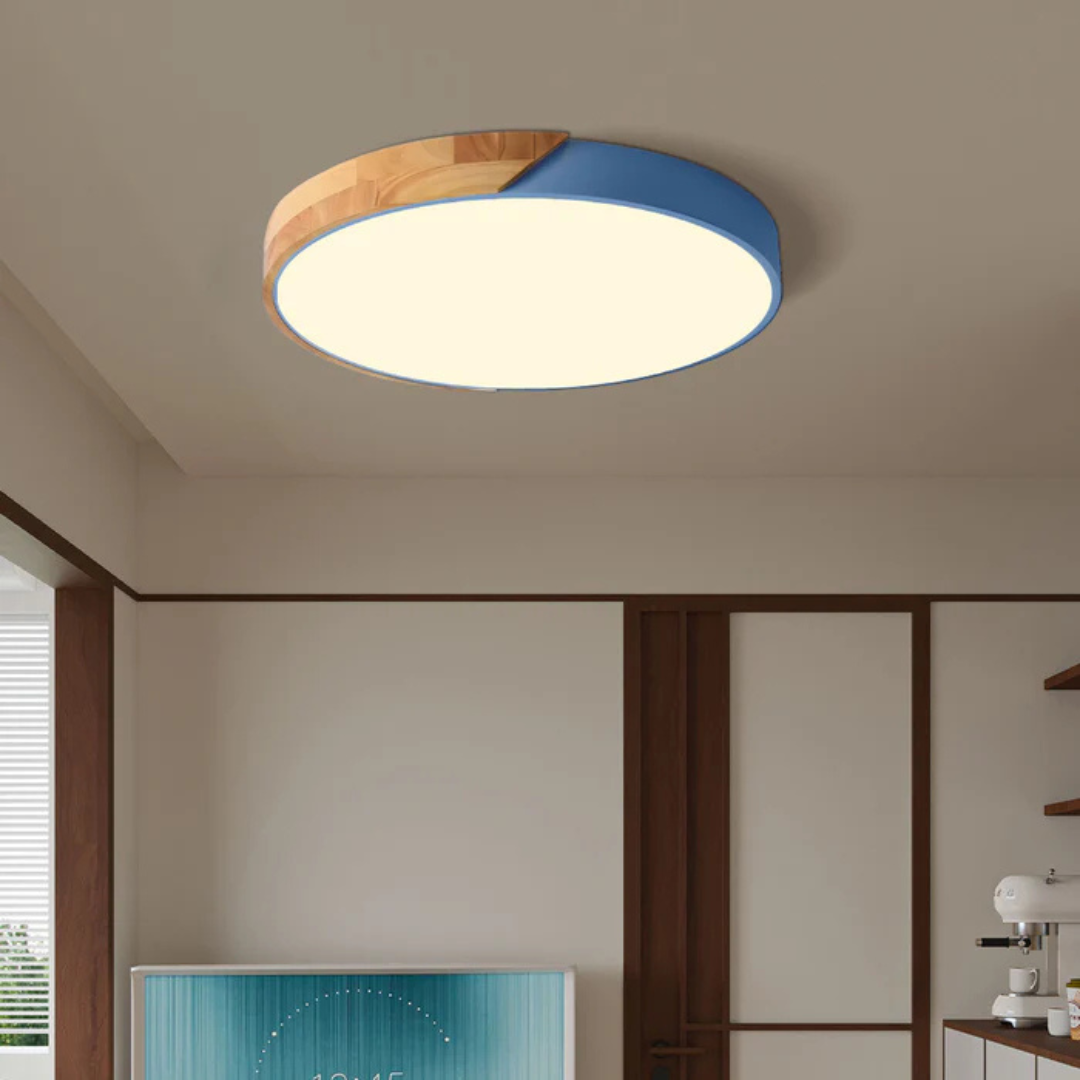 Scandinavian Wooden LED Ceiling Light - Modern Flush Mount Fixture for Home 3