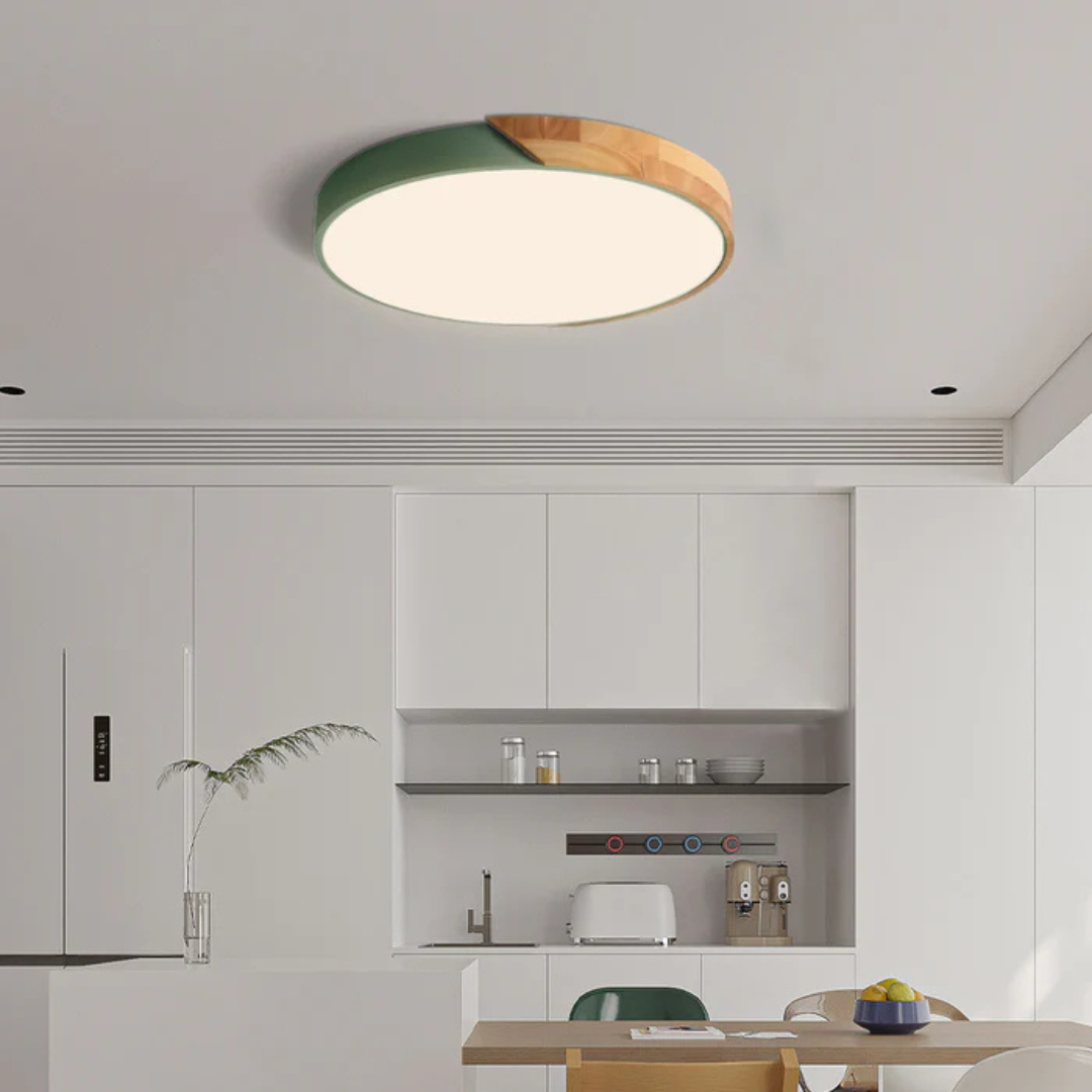 Scandinavian Wooden LED Ceiling Light - Modern Flush Mount Fixture for Home 4