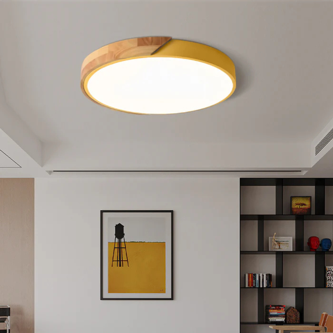 Scandinavian Wooden LED Ceiling Light - Modern Flush Mount Fixture for Home 5