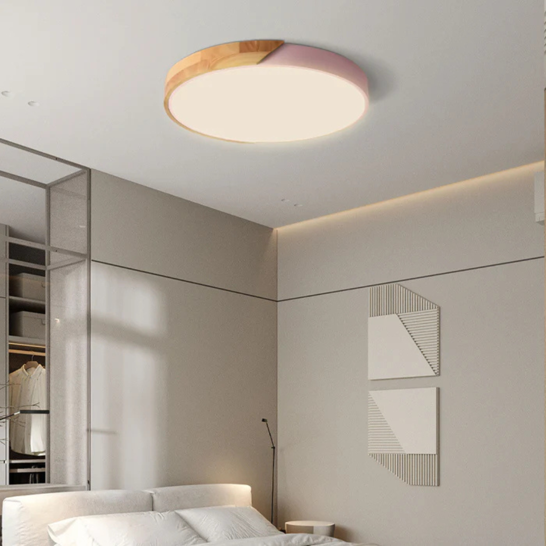 Scandinavian Wooden LED Ceiling Light - Modern Flush Mount Fixture for Home 6