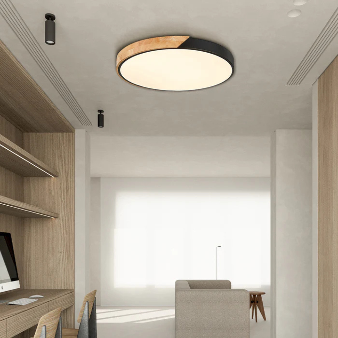 Scandinavian Wooden LED Ceiling Light - Modern Flush Mount Fixture for Home 8