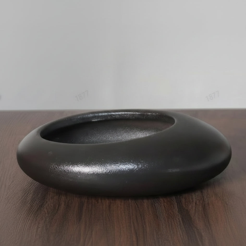 ORCHIDFLOW – Flacher Keramik-Bonsai-Topf mit künstlerischem Kieselstein-Design