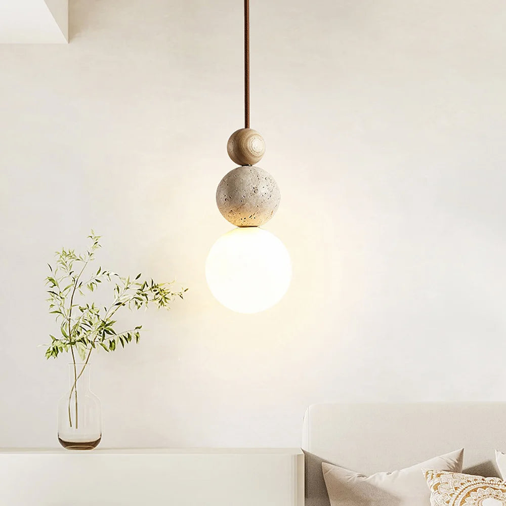 Yellow Travertine Gourd Pendant Light