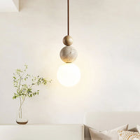 Yellow Travertine Gourd Pendant Light
