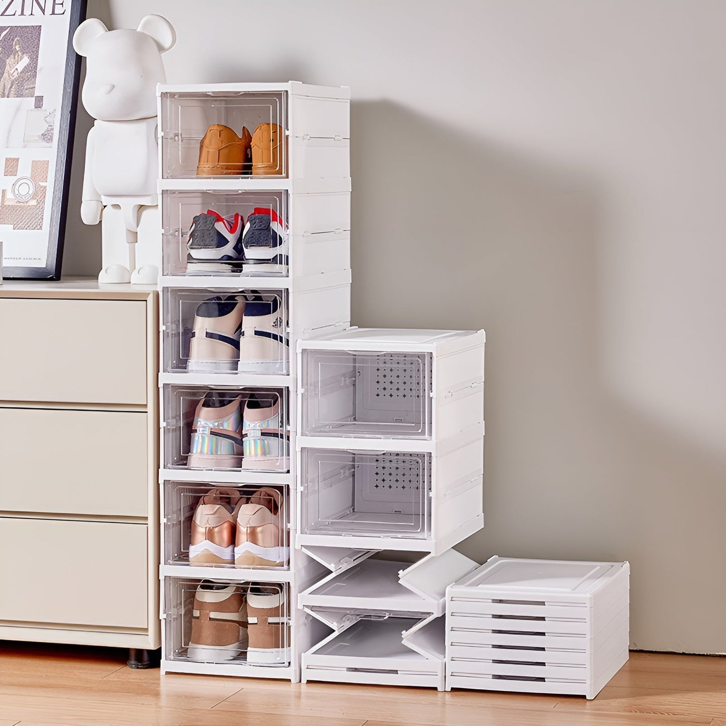 SHOECRATE – Transparent Shoe Organizer Cabinet Space Saver