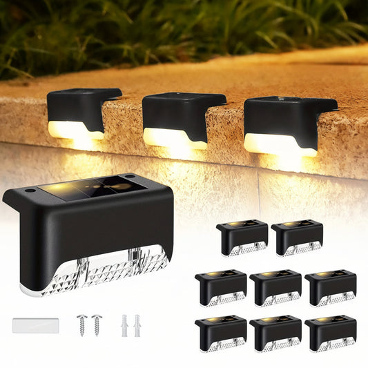 Solar Fence & Path Lights - 8pcs Waterproof LED Outdoor Illumination Set 0