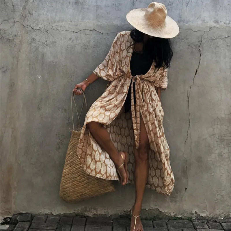 Stylish Plus Size Beach Kimono Cover Up - Bohemian Tie-Dye Design for Women 1