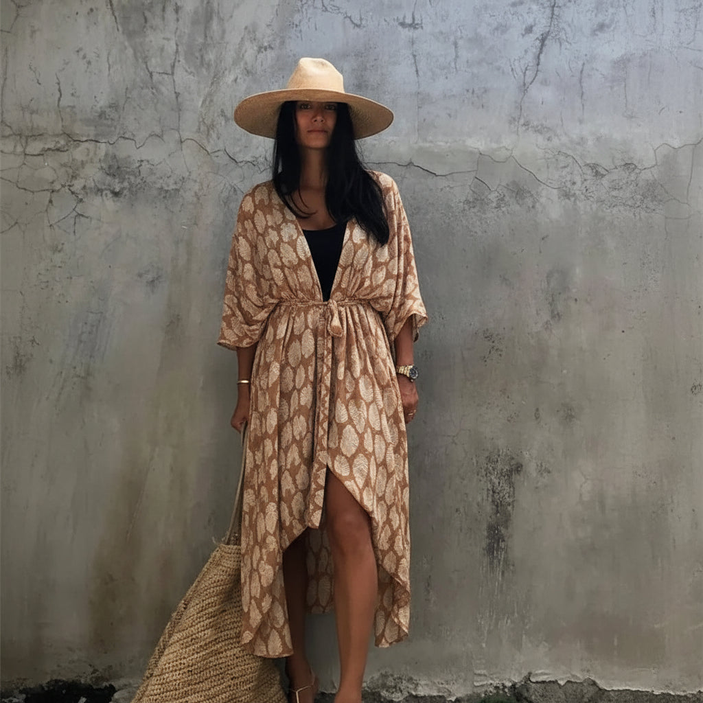 Stylish Plus Size Beach Kimono Cover Up - Bohemian Tie-Dye Design for Women 2