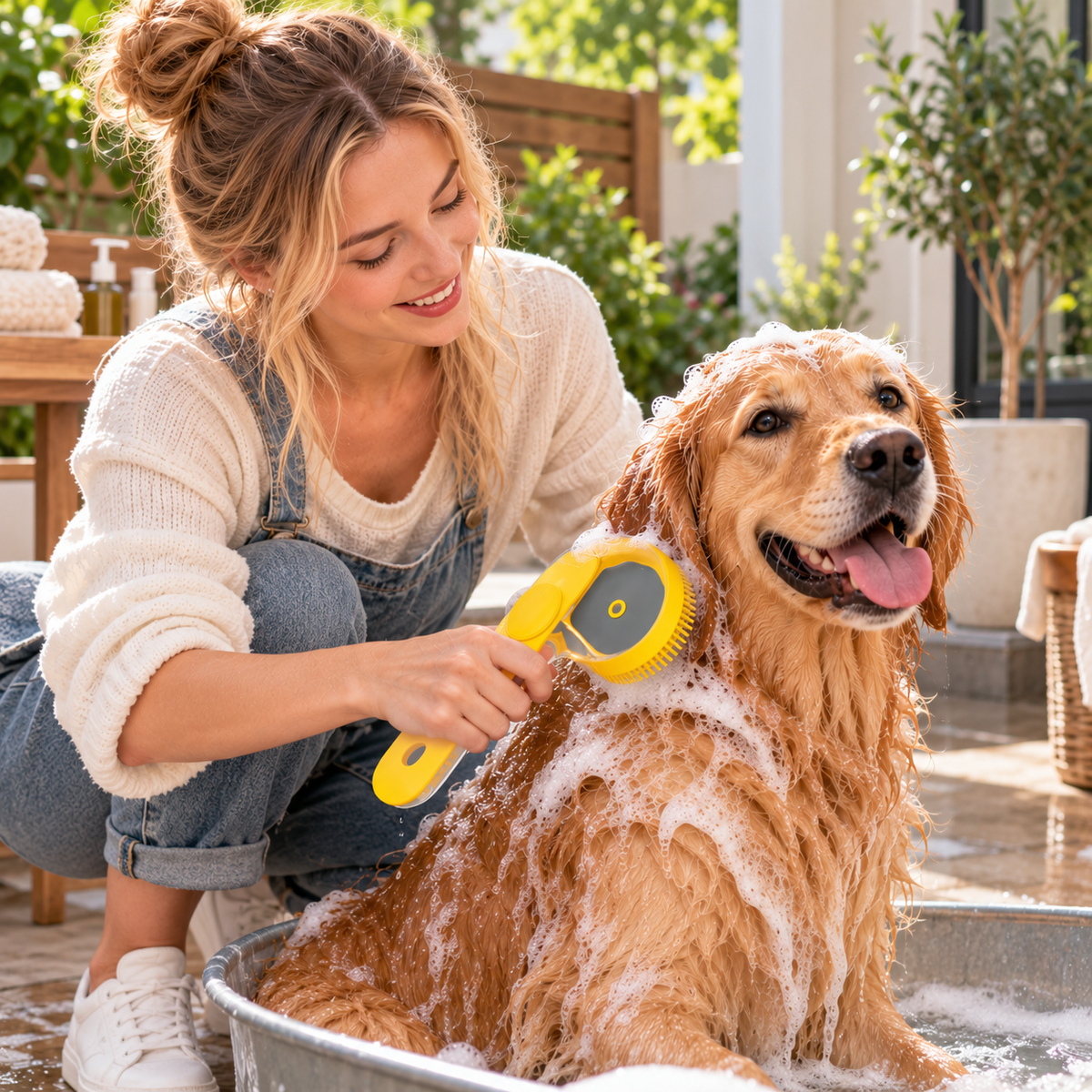 SUDSNOVA – 2-in-1 Shampoo Dispensing Brush for Pet Care