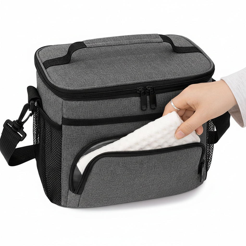 THERMOVIA - Large Insulated Lunch Tote with Adjustable Strap & Zipper Closure 5