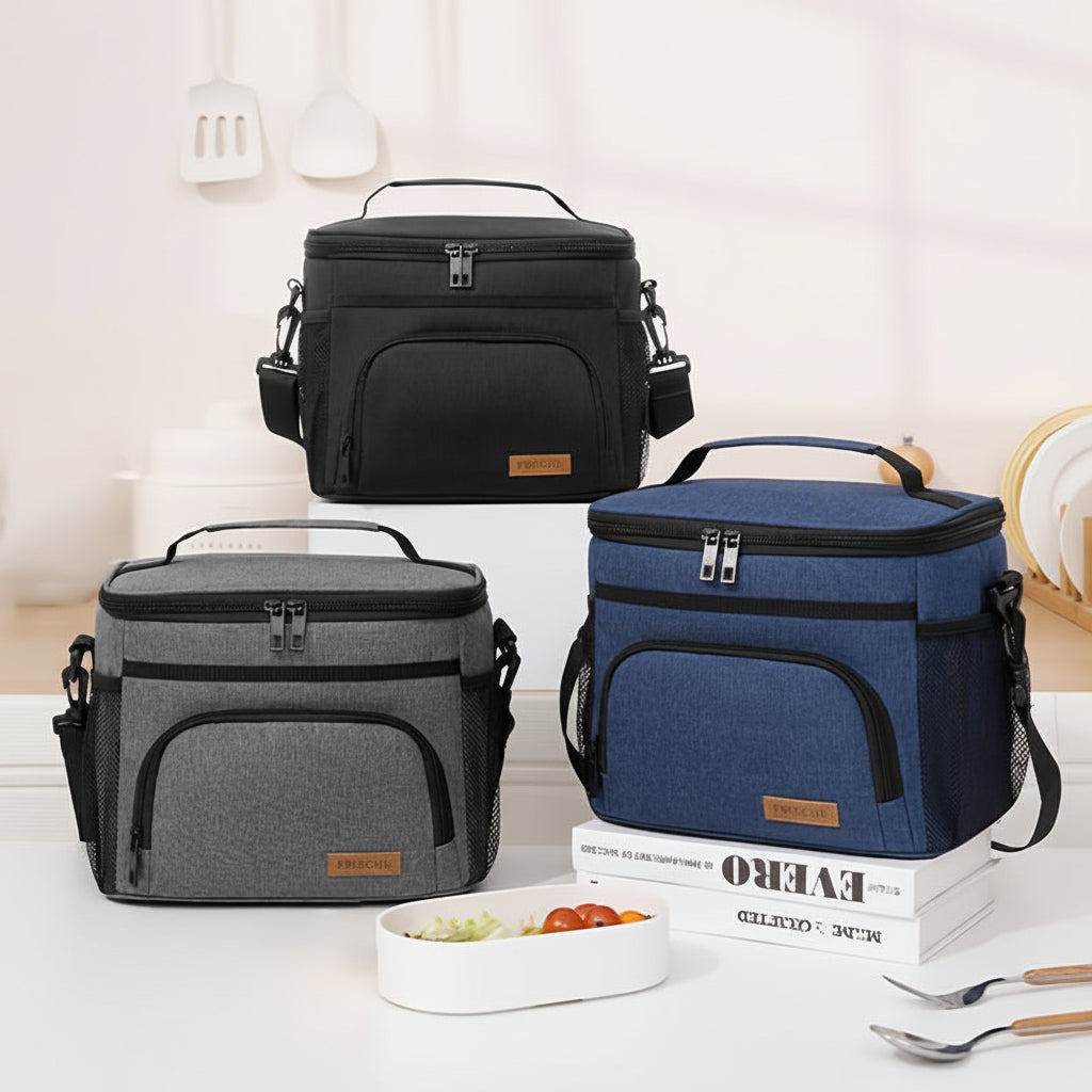 THERMOVIA - Large Insulated Lunch Tote with Adjustable Strap & Zipper Closure 6