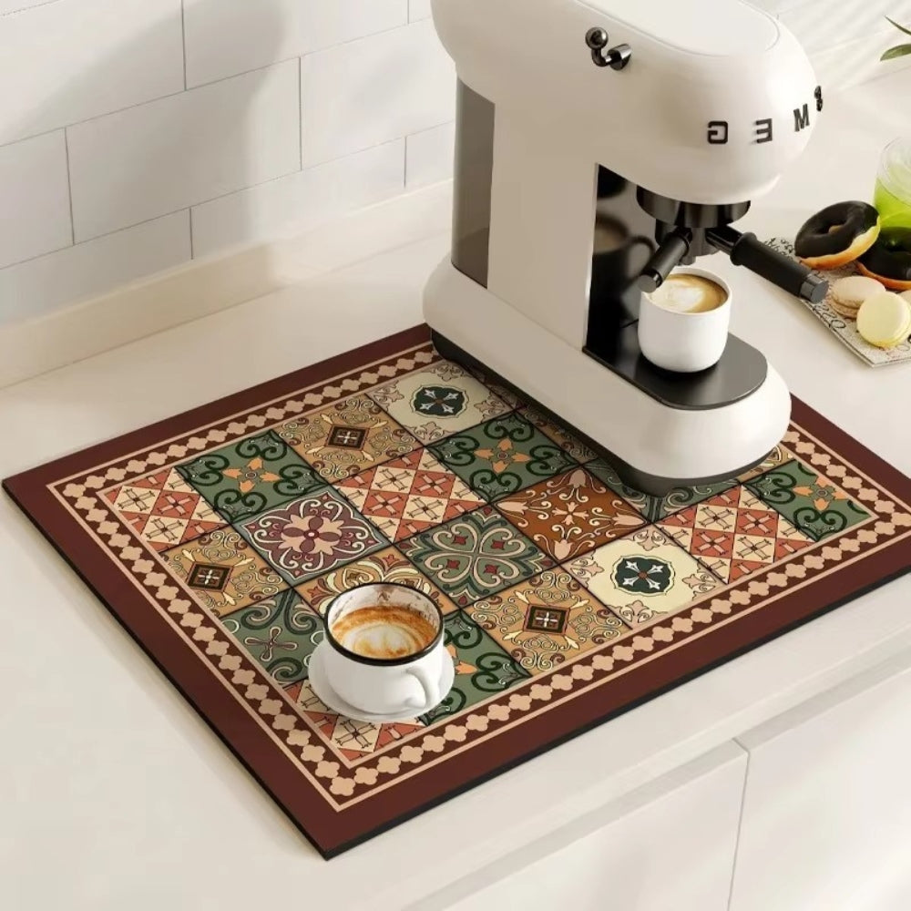 TileDrip - Retro Absorbent Coffee Mat with Non-Slip Base for Spill Control 10