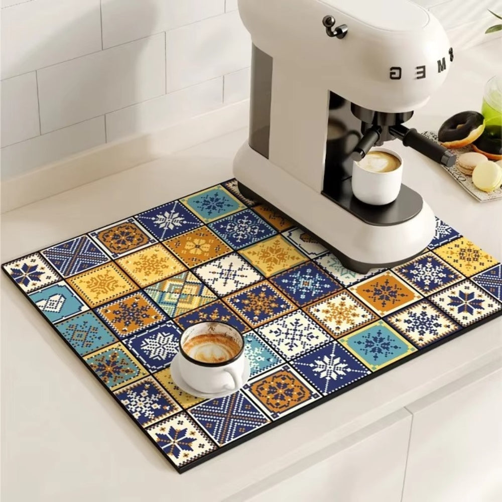 TileDrip - Retro Absorbent Coffee Mat with Non-Slip Base for Spill Control 13