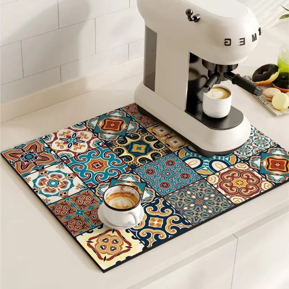 TileDrip - Retro Absorbent Coffee Mat with Non-Slip Base for Spill Control 14
