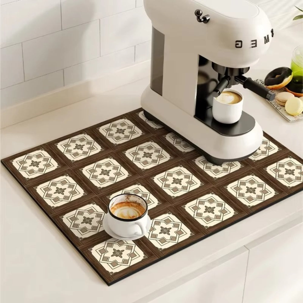 TileDrip - Retro Absorbent Coffee Mat with Non-Slip Base for Spill Control 3