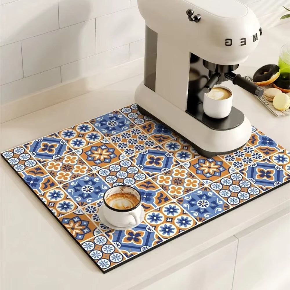TileDrip - Retro Absorbent Coffee Mat with Non-Slip Base for Spill Control 4
