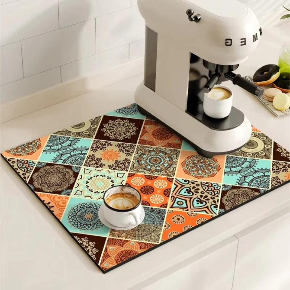 TileDrip - Retro Absorbent Coffee Mat with Non-Slip Base for Spill Control 6