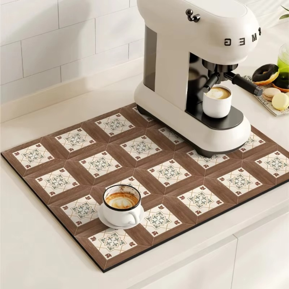 TileDrip - Retro Absorbent Coffee Mat with Non-Slip Base for Spill Control 7