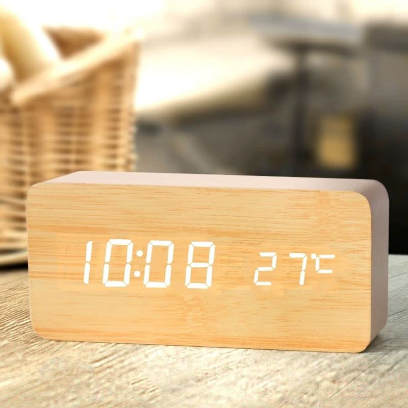 TimberGlow - Digital Alarm Clock with LED Display & Natural Wood Design 2
