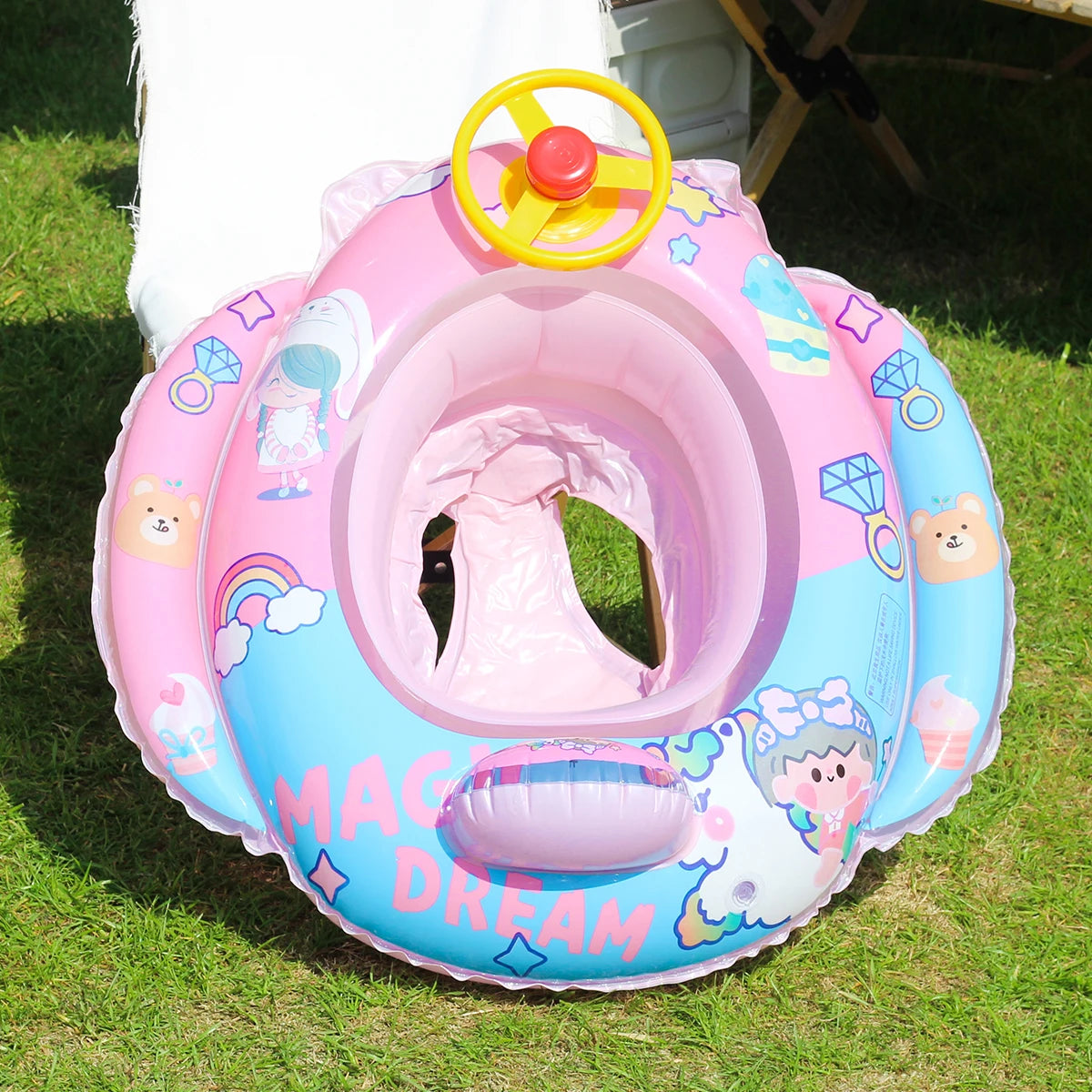 Toddler Pool Float - Non-Toxic Animal Theme Swimming Ring for Ages 0-3 1