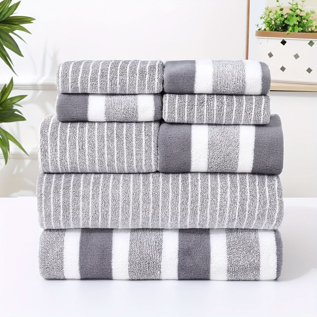 Ultra-Soft Microfiber Bath Towel Set - Luxury, High Absorbency, 8-Piece 3