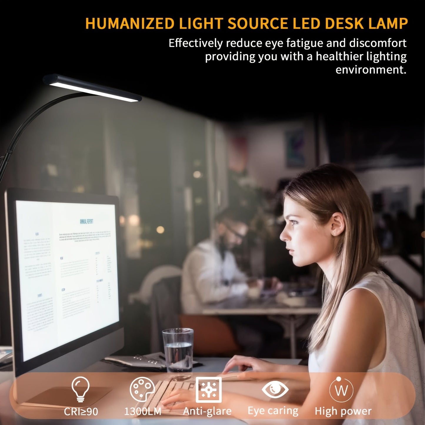 Ultra Wide LED Desk Lamp with Adjustable Color Modes and Dimming Levels 1