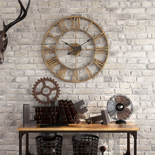 Vintage Round Silent Wall Clock Decor - Durable Metal Frame for Bedroom 2