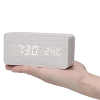 Voice-Controlled LED Alarm Clock with Adjustable Brightness and Wooden Design 11