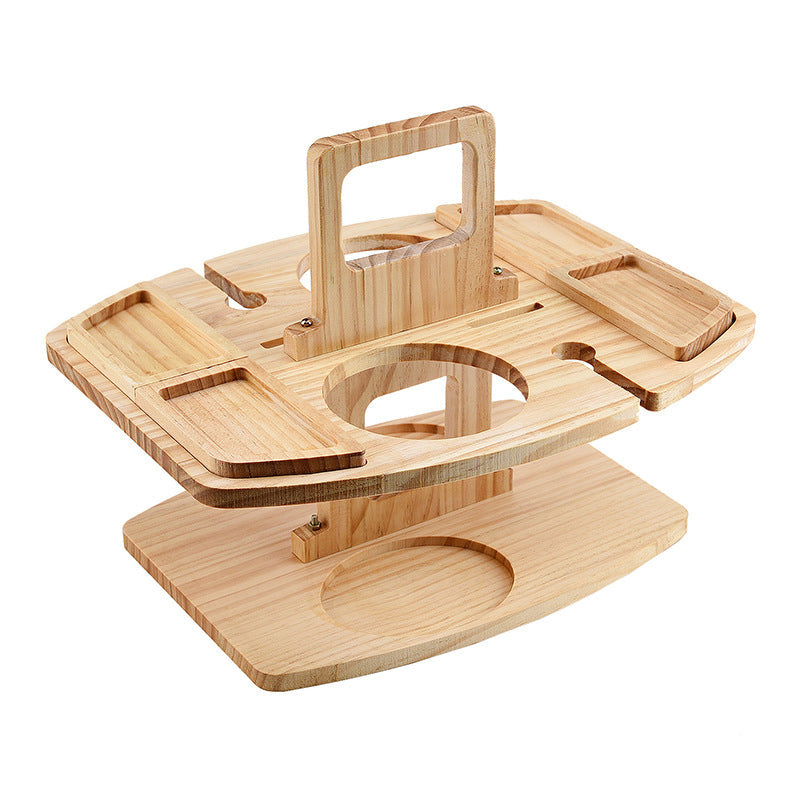 WineNest - Portable Wooden Folding Picnic Table with Snack Compartments 1