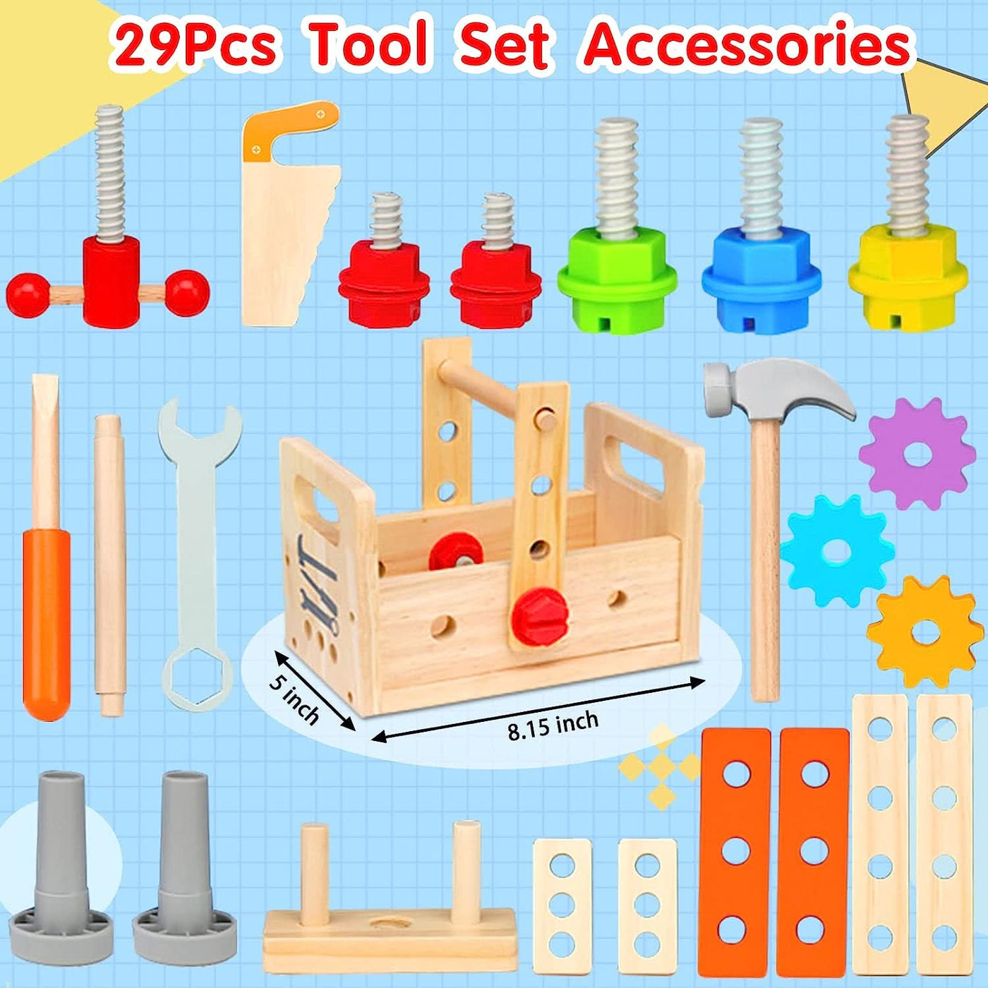 WoodCraft Kids Toolbox - Multifunctional Workbench for Creative Play & Motor Skills Development 1