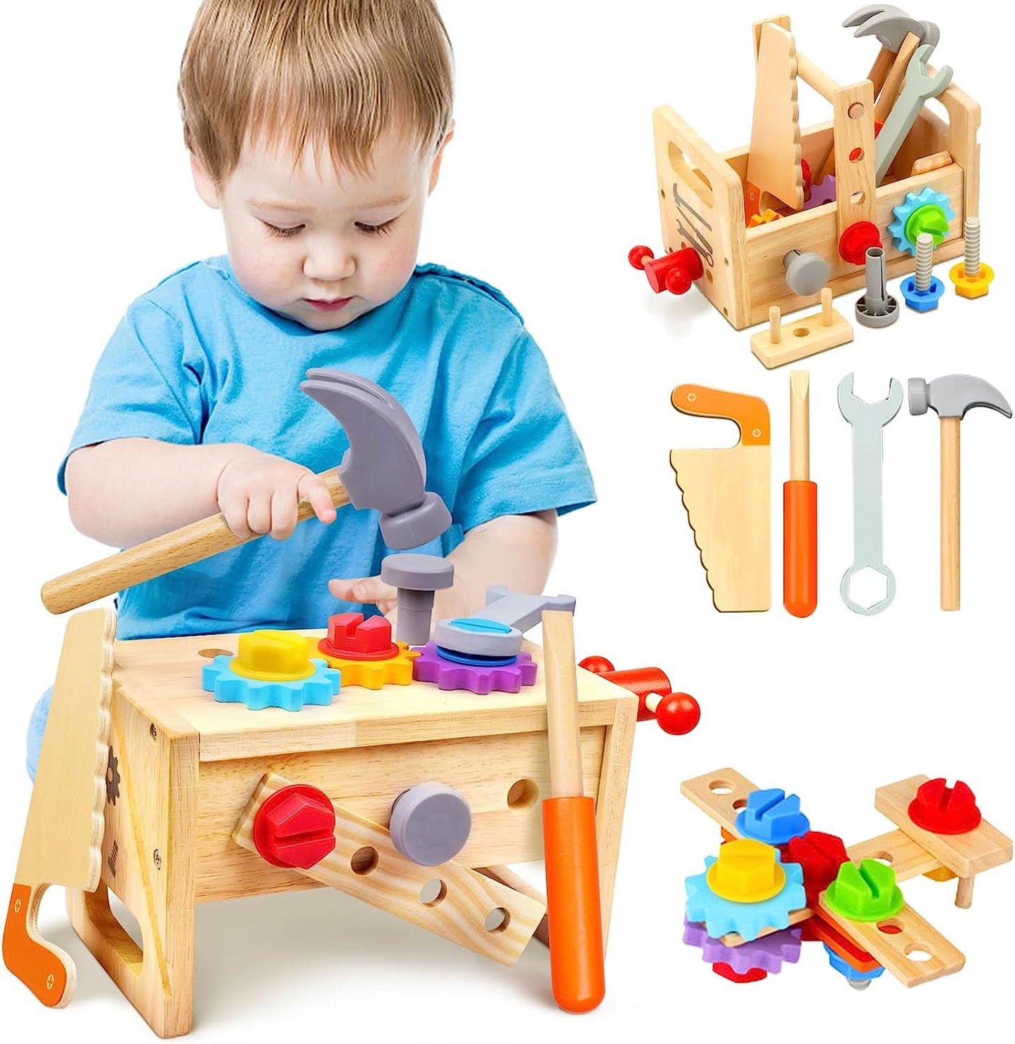 WoodCraft Kids Toolbox - Multifunctional Workbench for Creative Play & Motor Skills Development 4