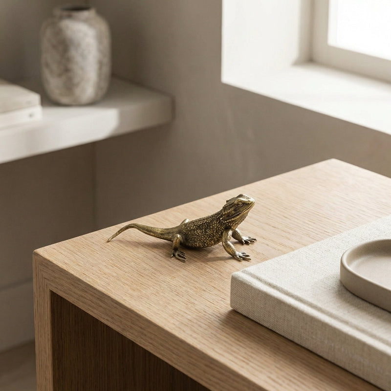 ZenWoven - Unique Brass Lizard Figurine Decorative Accent for Home & Desk 3