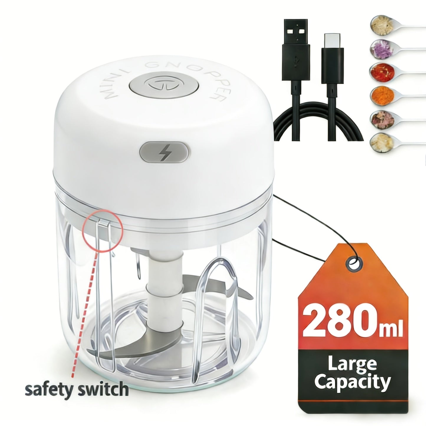 CHOPTRON – Elektrischer USB wiederaufladbarer Mini-Zerkleinerer