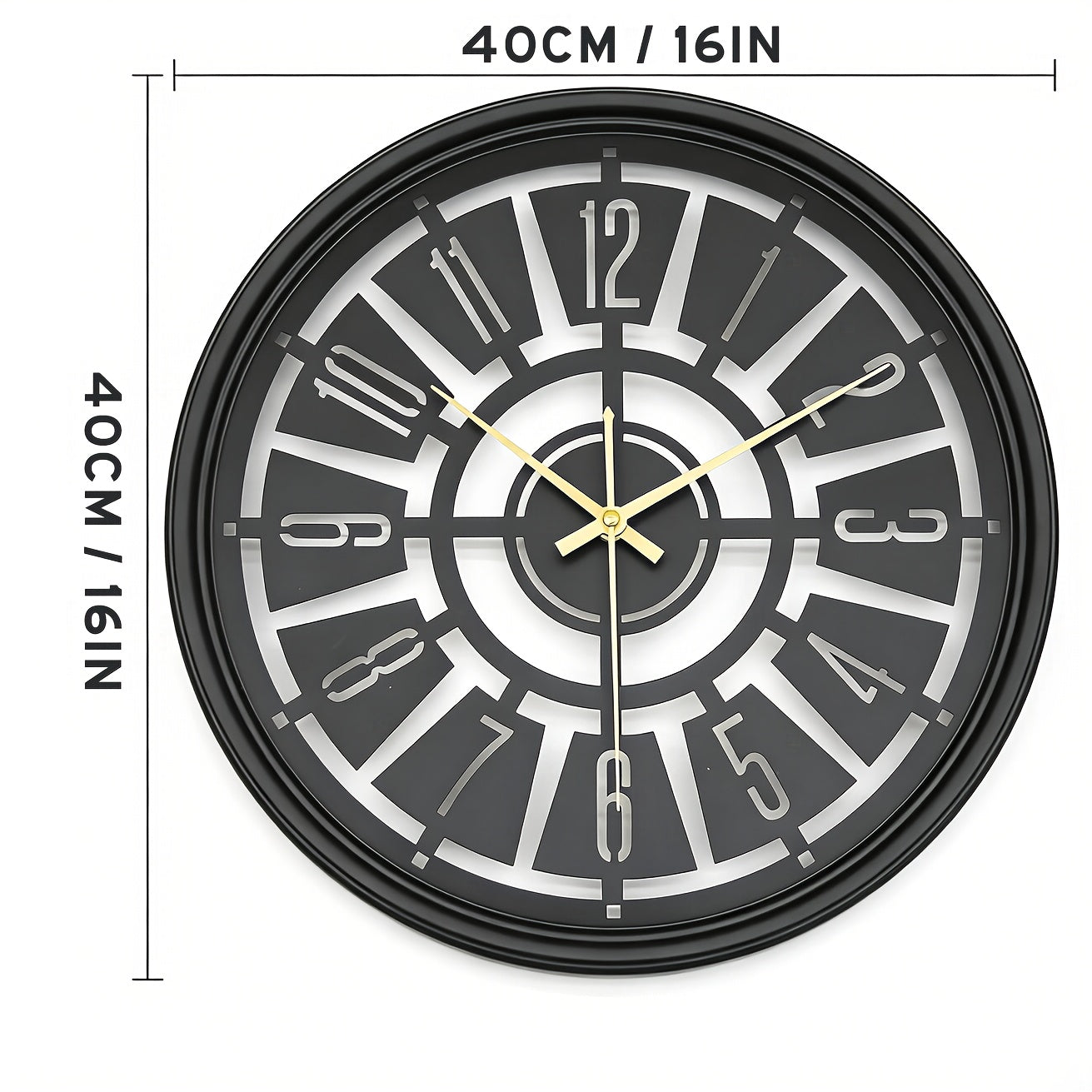LUMORA – 15.75 Inch Silent 3D Iron Frame Wall Clock for Modern Decor