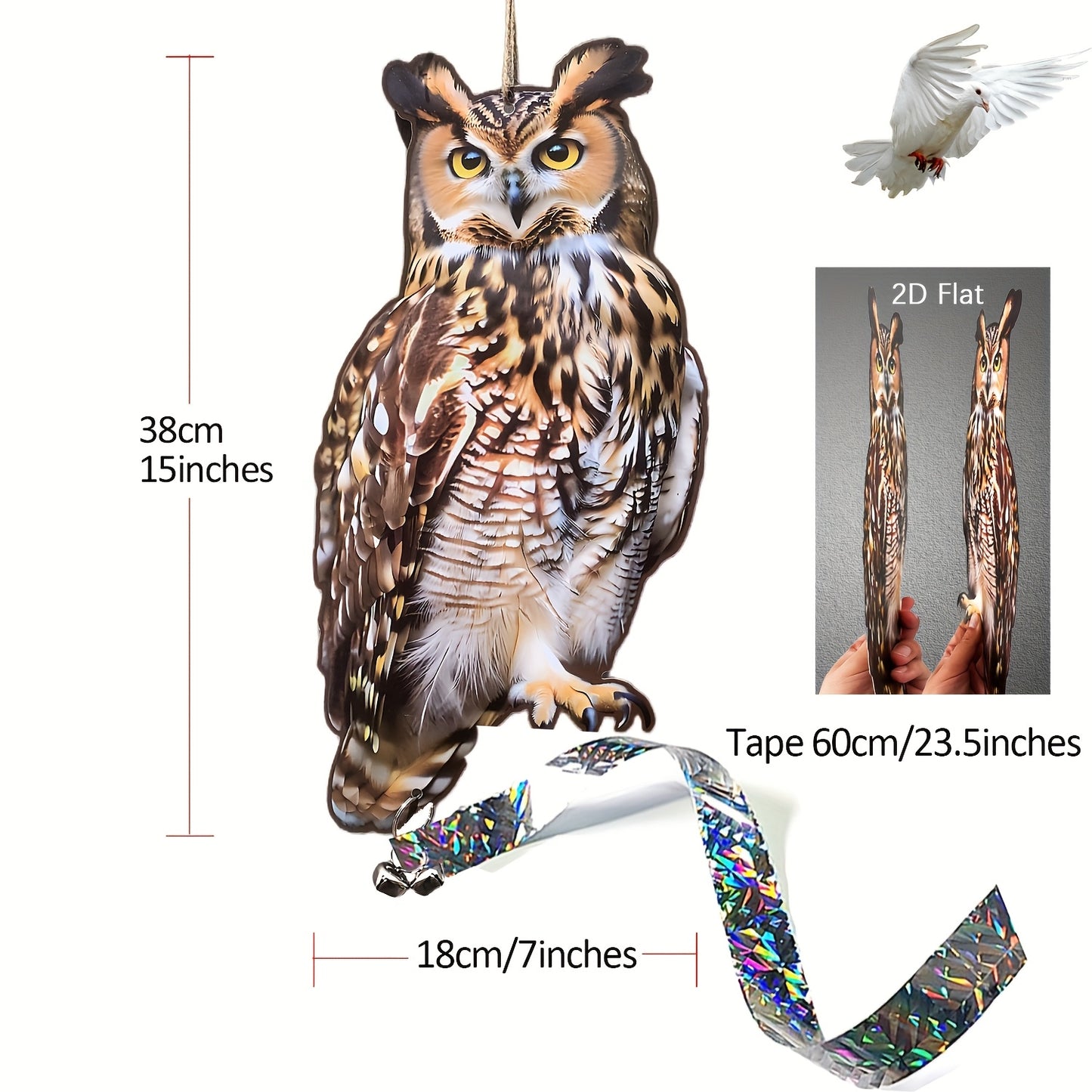NATURELIVA – Decorative Owl Bird Deterrent for Outdoor Spaces