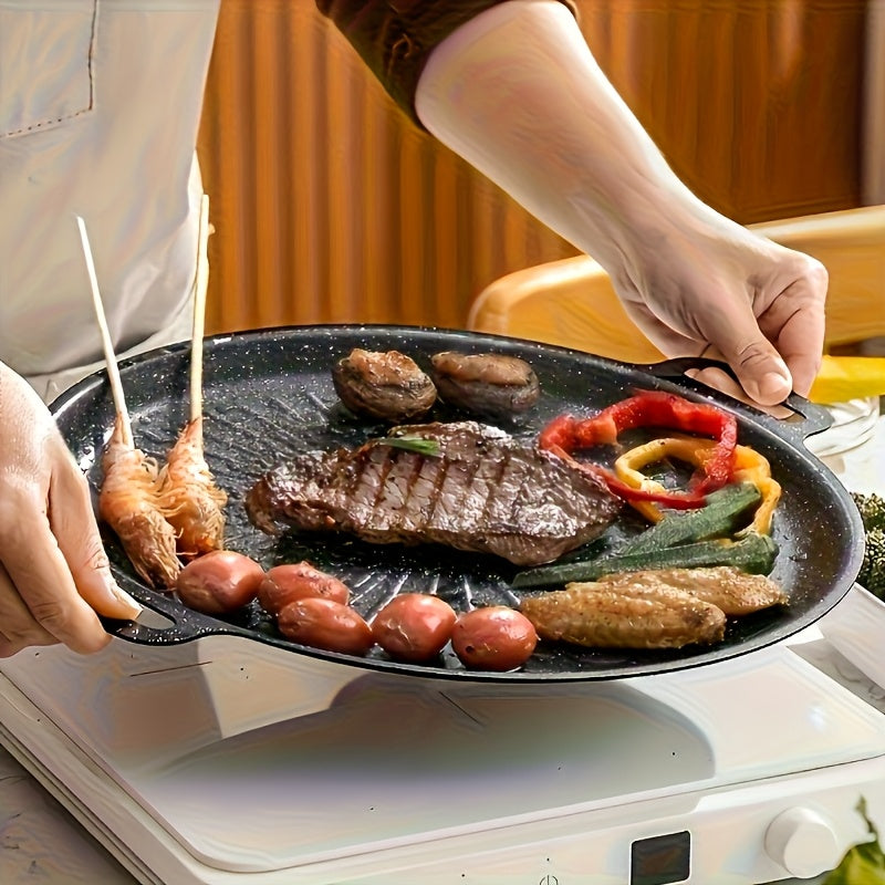 OUTDOORIX – Portable Cast Iron Grill Pan Rustic Design