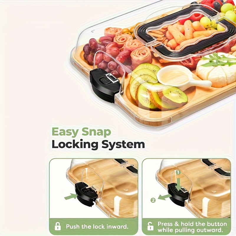 BAMLID – Cheese Board with Acrylic Lid for Portable Serving and Food Protection
