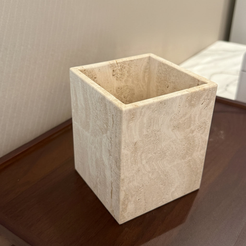 TRAVERTINE VAULT – Natural Stone Vanity Organizer