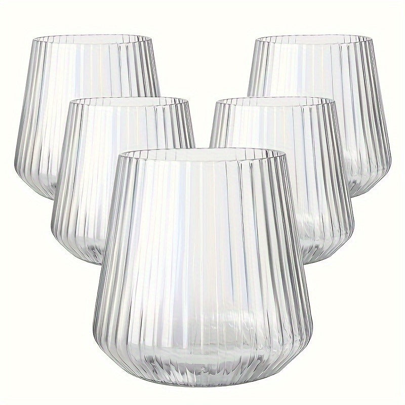 ORIGLOW – 14-Pack Corrugated Unbreakable Plastic Glass Set for Elegant Party Beverage Serving