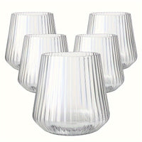 ORIGLOW – 14-Pack Corrugated Unbreakable Plastic Glass Set for Elegant Party Beverage Serving