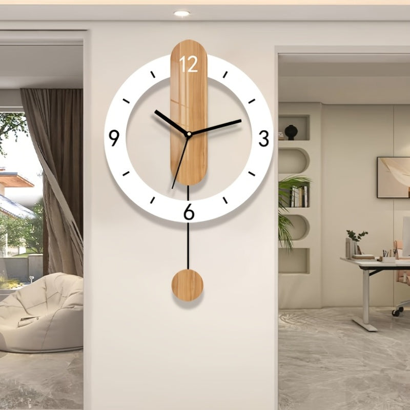 NORDORA Scandinavian Swing Wooden Wall Clock