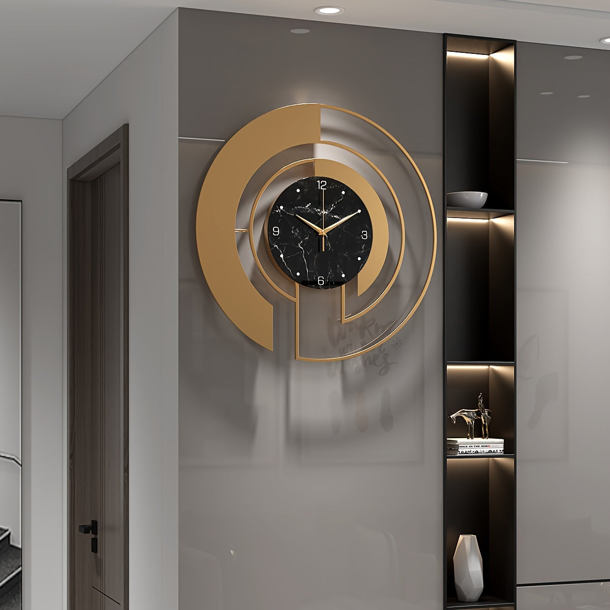 AUREN – Golden Geometric Silent Wall Clock With Glass Dial