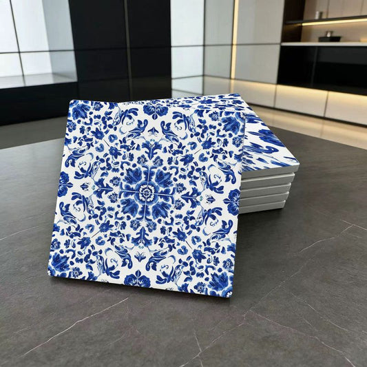 DELFTFLOW – Blue & White Ceramic Tiles with Floral Vine Design