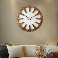 WOODORA Artistic Round Wooden Silent Wall Clock