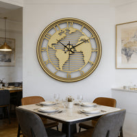 Lumière World Map Silent Metal Wall Clock
