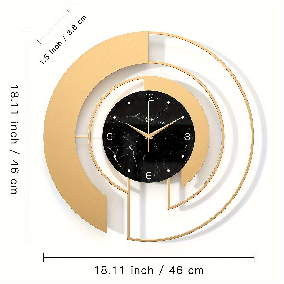 AUREN – Golden Geometric Silent Wall Clock With Glass Dial