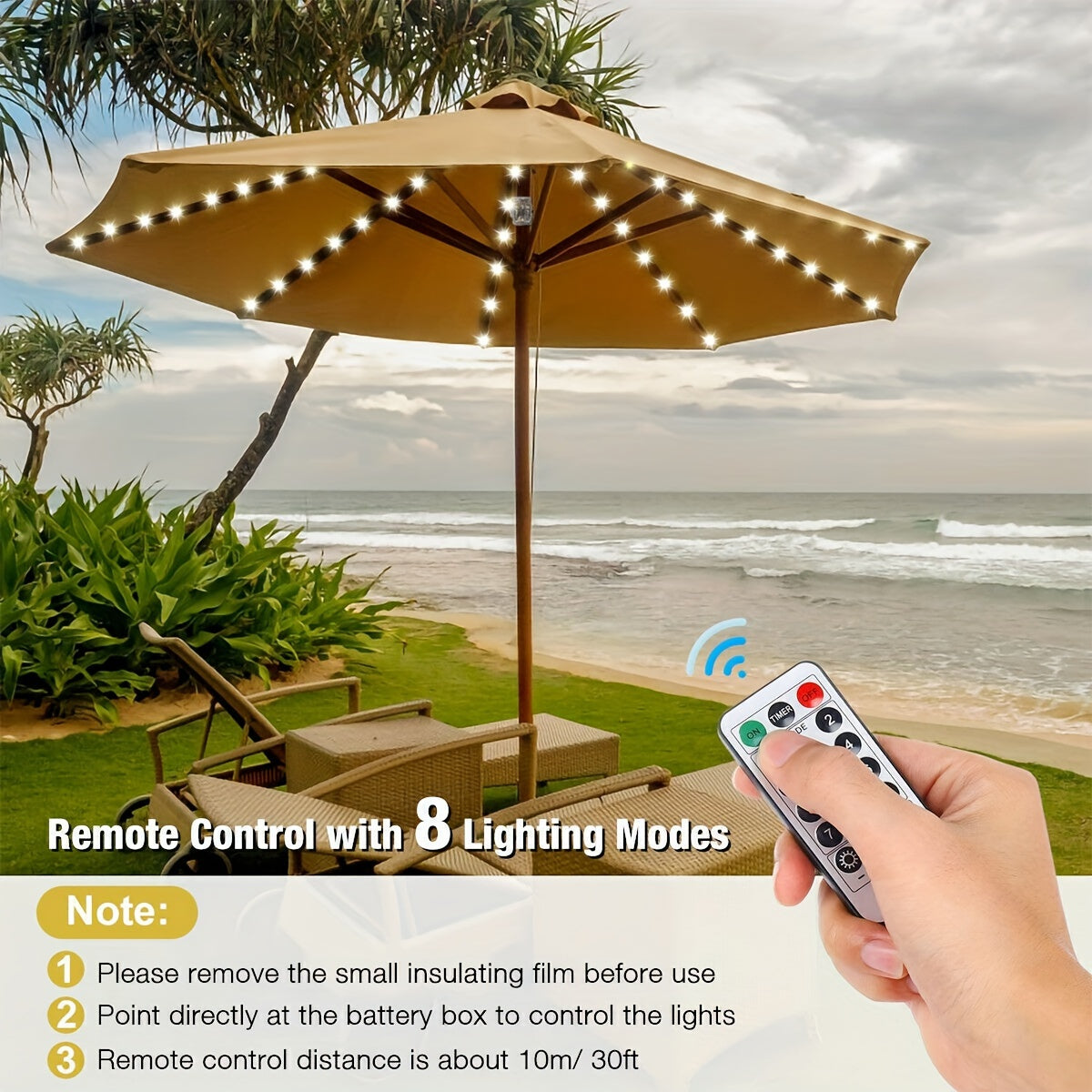 LUMIBRITE – Cordless Patio Umbrella Light with Remote Control