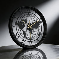 Mapora Roman World Map Silent Metal Wall Clock