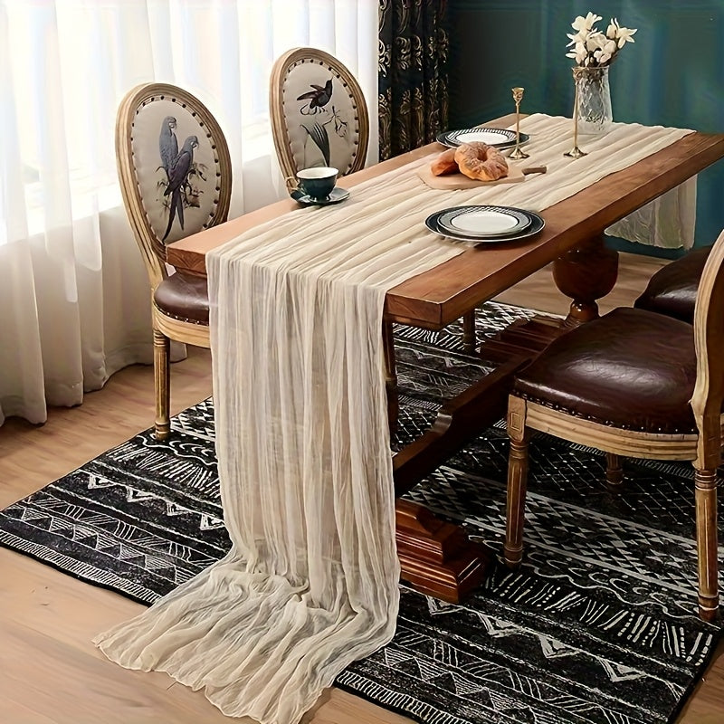 BOHOCRISP – Crinkled Cheese Tablecloth for Elegant Boho and Holiday Table Styling
