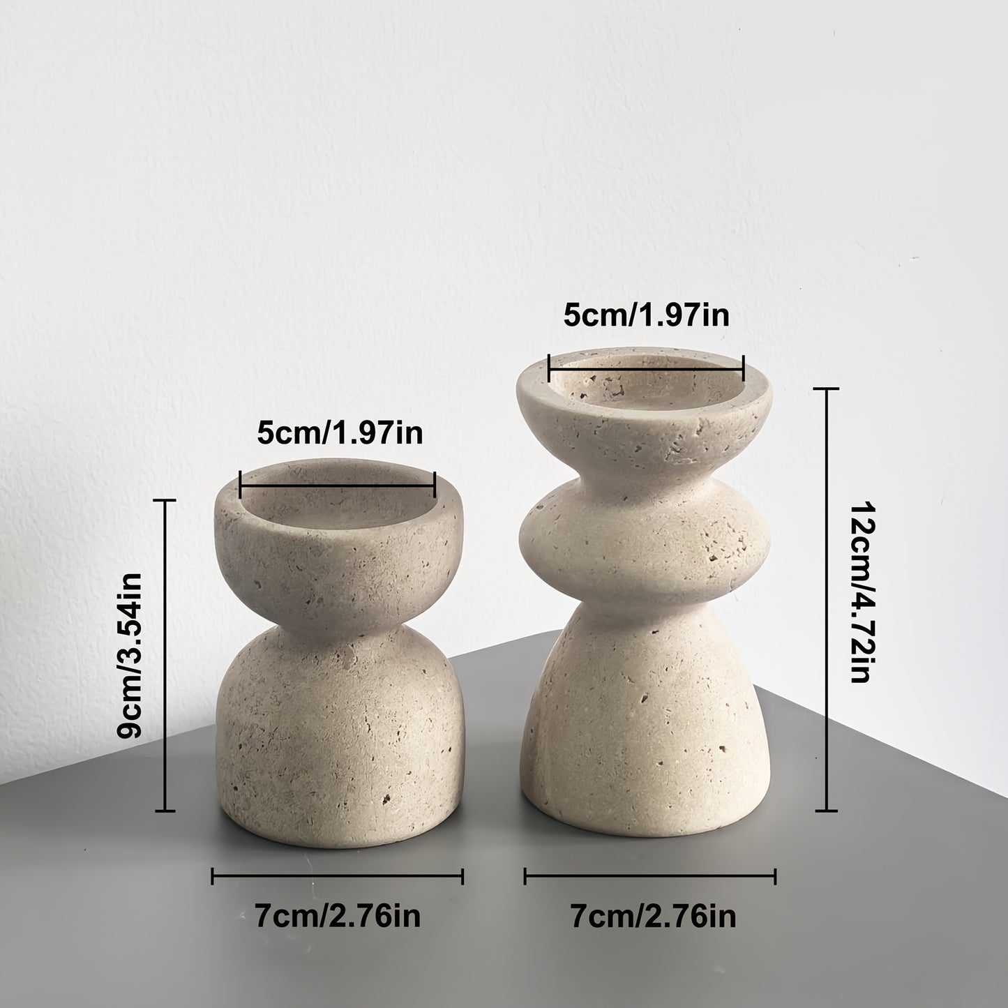 TRAVERTINE LUX – Natural Marble Candle Holders Set
